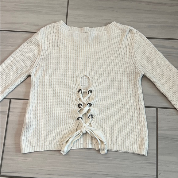 Moon & Madison Womens Pullover Sweater
Chunky Knit Tie Cage Back Beige Size M - Picture 2 of 8